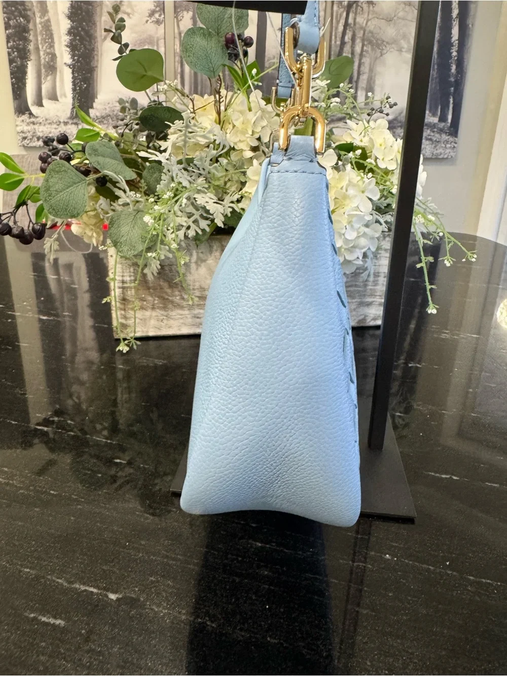 Kate Spade Kayla Woven Leather Small Shoulder Bag Blue NWT Gold Hardware KL026 - Picture 6 of 14